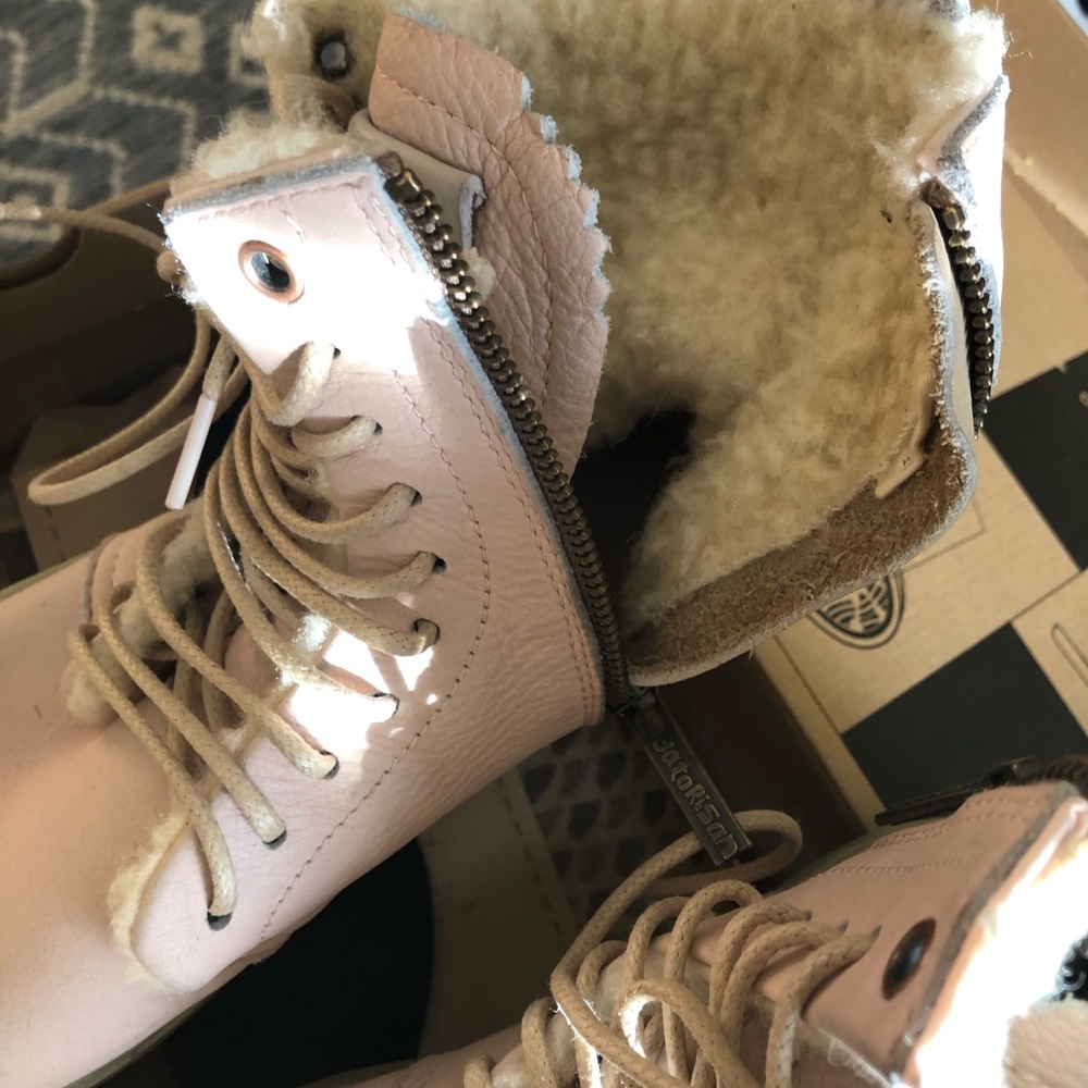 Winter warm books.  Pale pink leather